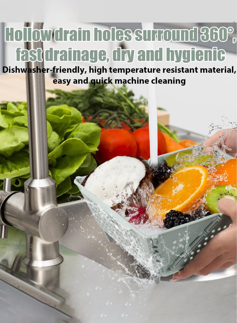 Foldable Silicone Drain Basket, Portable Drain Food Fruits Vegetables Space Saving Foldable Kitchen Strainer Kitchen Colander Filter (2pcs) is also best for outdoor beach picnic daily kitchen storage and use. - Image 3