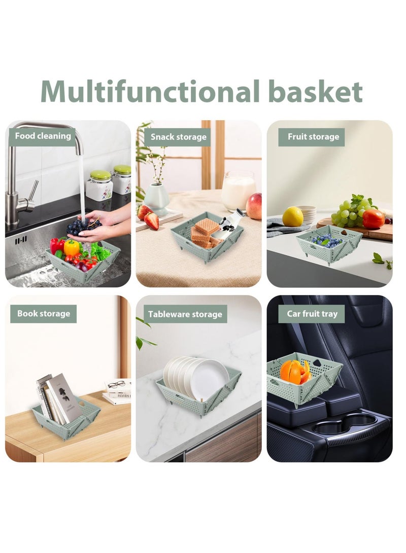 Foldable Silicone Drain Basket, Portable Drain Food Fruits Vegetables Space Saving Foldable Kitchen Strainer Kitchen Colander Filter (2pcs) is also best for outdoor beach picnic daily kitchen storage and use. - Image 4