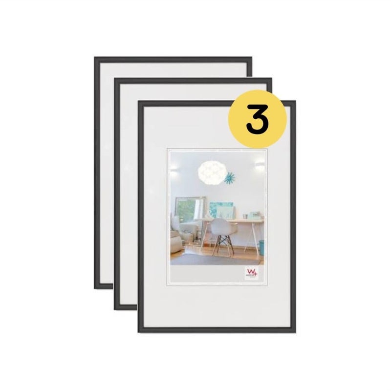 walther Design Picture Frame Black 40 x 60 cm 3Pack New Lifestyle Plastic Frame KV460B3
