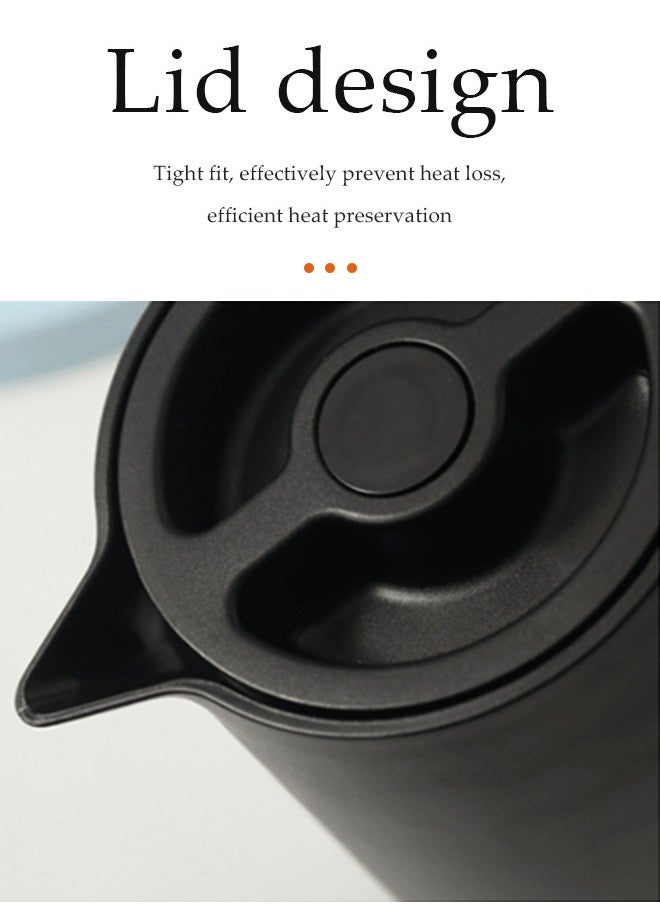 DUNISO - Vacuum Flask，Tea And Coffee Tea Pot，with Wooden Handle，Leak Proof，Double Walled Glass Vacuum,For Keeping Hot Cold Long Hour Heat Cold Retention,Suitable for indoor and outdoor use，1 L - Image 1