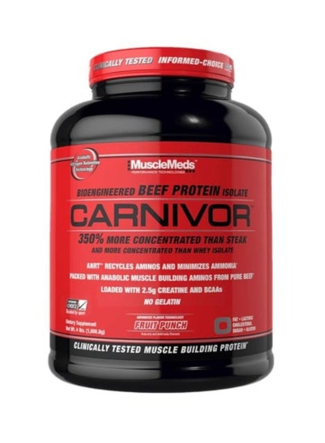 Carnivore Bioengineered Beef Protein Isolate Fruit Punch Flavor 4 Lb.