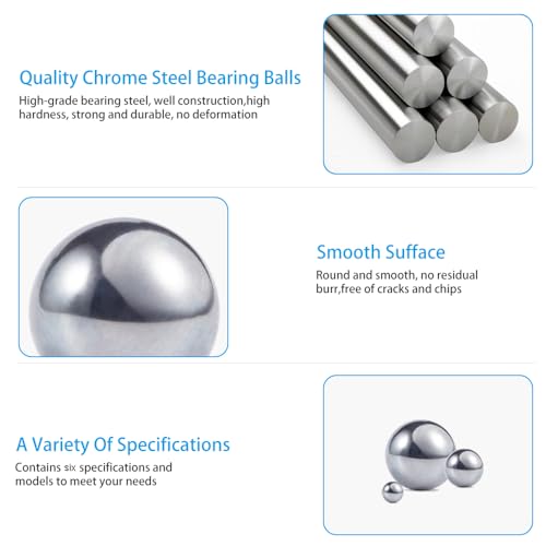 Breezliy 600 Piece 6 Sizes Assorted Loose Bicycle Bearing Balls 1/4" 7/32" 3/16" 5/32" 1/8" and 3/32" - Image 3