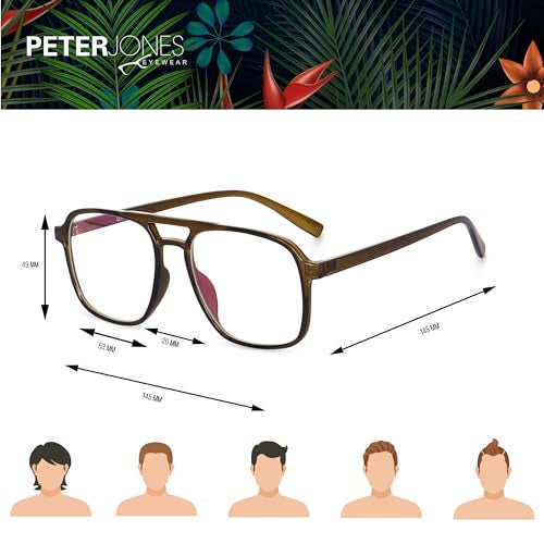 Peter Jones Green Square Unisex Large Anti Glare/UV Protected Computer/Gaming Glasses (20001GR) - Image 4