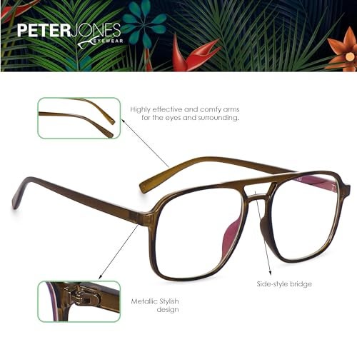 Peter Jones Green Square Unisex Large Anti Glare/UV Protected Computer/Gaming Glasses (20001GR) - Image 3