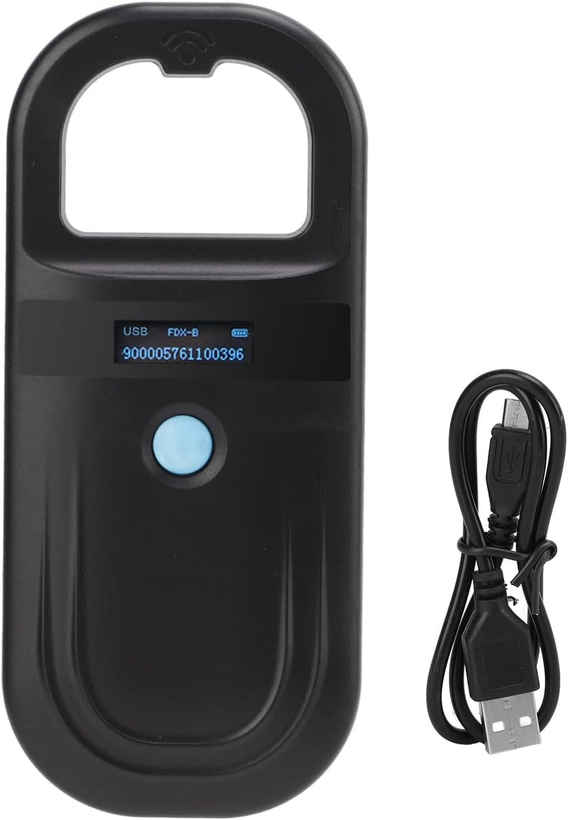 كلاراكو ماسح ضوئي لشرائح الحيوانات الأليفة، قارئ شرائح إلكترونية بتردد 134.2 كيلو هرتز EMID/FDX-B (ISO11784/85)، ماسح ضوئي محمول قابل لإعادة الشحن عبر منفذ USB يدعم تخزين البيانات للحيوانات الأليفة/الكلاب/القطط/الخنازير (أسود) - Image 1