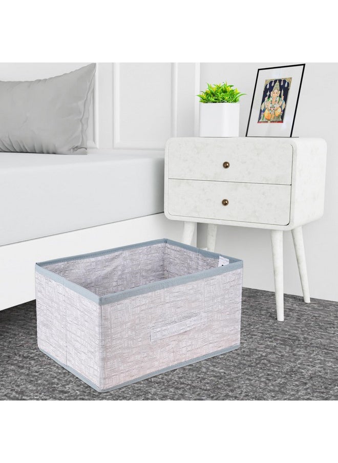 Kuber Industries - Kuber Industries Drawer Storage Box | Storage Bin for Clothes | Wardrobe Organizer for Books | Closet Box with Handle | Non-Woven Storage Box | Jute Printed Storage Box | Pack of 3 | Gray - Image 1