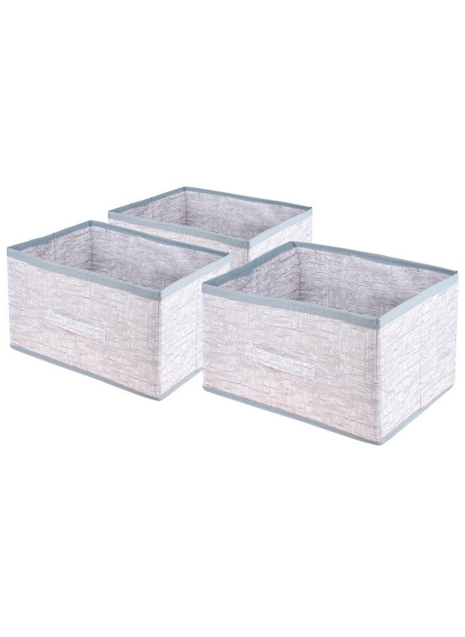 Kuber Industries - Kuber Industries Drawer Storage Box | Storage Bin for Clothes | Wardrobe Organizer for Books | Closet Box with Handle | Non-Woven Storage Box | Jute Printed Storage Box | Pack of 3 | Gray - Image 1