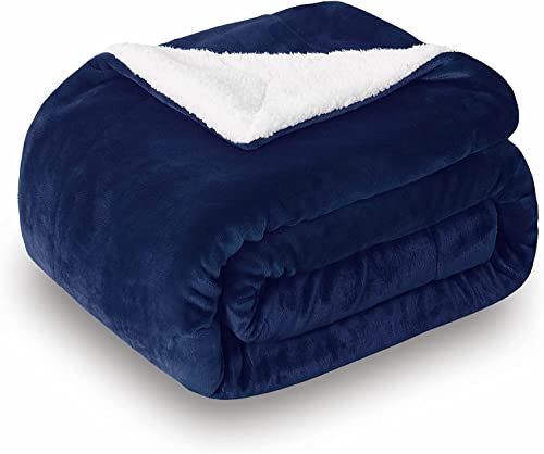 SOCHOW Sherpa Fleece Throw Blanket DoubleSided Super Soft Luxurious Plush Blanket Throw Size Navy Blue 50x60 inches