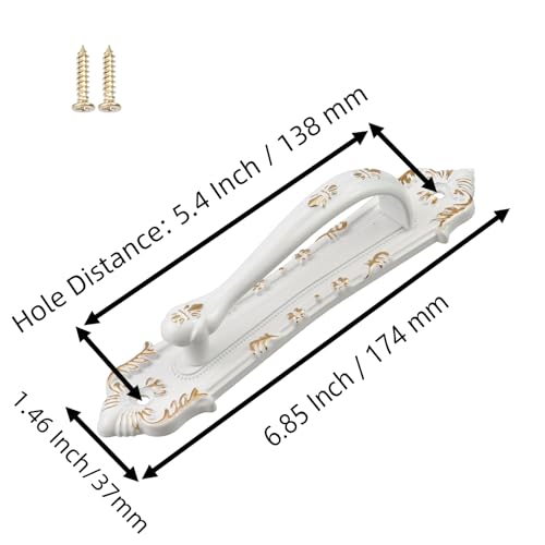 Chinflly Sliding Door Handle Retro White French Barn Door Handles Metal Door Pulls with Screws for Cabinet Drawer Closet Garage - Image 2