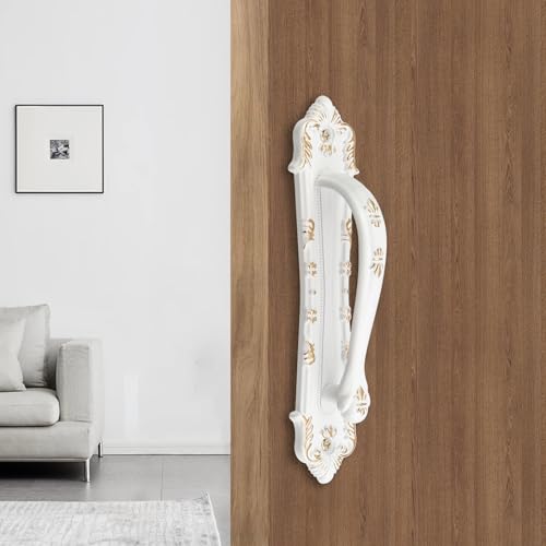 Chinflly Sliding Door Handle Retro White French Barn Door Handles Metal Door Pulls with Screws for Cabinet Drawer Closet Garage - Image 5