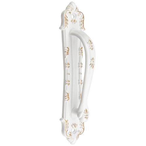 Chinflly Sliding Door Handle Retro White French Barn Door Handles Metal Door Pulls with Screws for Cabinet Drawer Closet Garage - Image 1