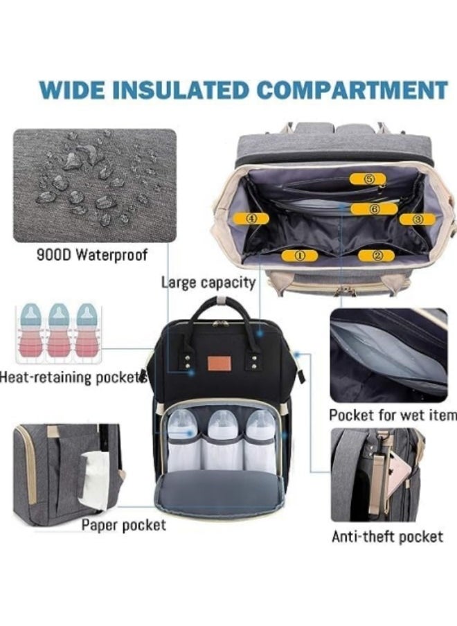 GGEROU Diaper Bag Backpack,Waterproof Diaper Changing Totes,Multi-Function Travel Portable Bassinet Backpack Mommy Bag  - Image 5