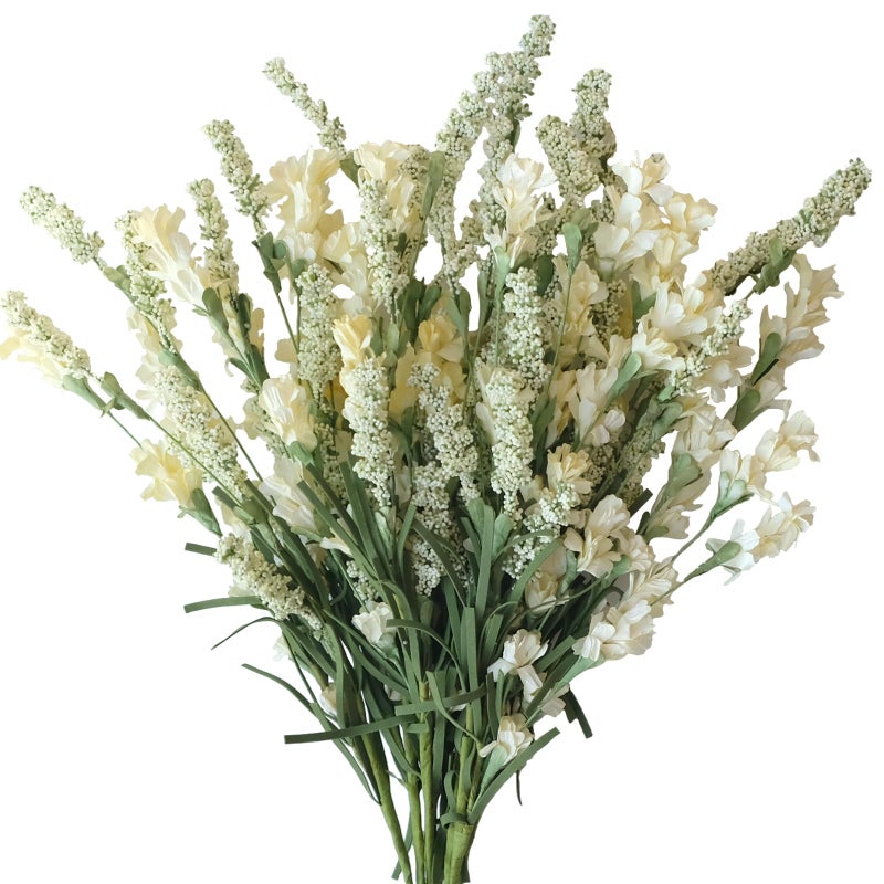 TEMPUS 10Pcs Artificial Spring/Summer Flowers Outdoor Decor UV Resistant Fake Plants Wedding Party Vase Bouquet Floral Arrangement Home Decor Indoor Garden Decor(Milky White) - Image 1
