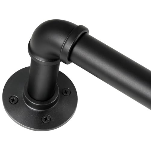 SOMINS 1 Inch Curtain Rods for Windows 120 to 240, Outdoor Industrial Adjustable Blackout Curtain Rod, Indoor Heavy Duty Wrap Around Drapery Pole, Black, 120-240" - Image 1