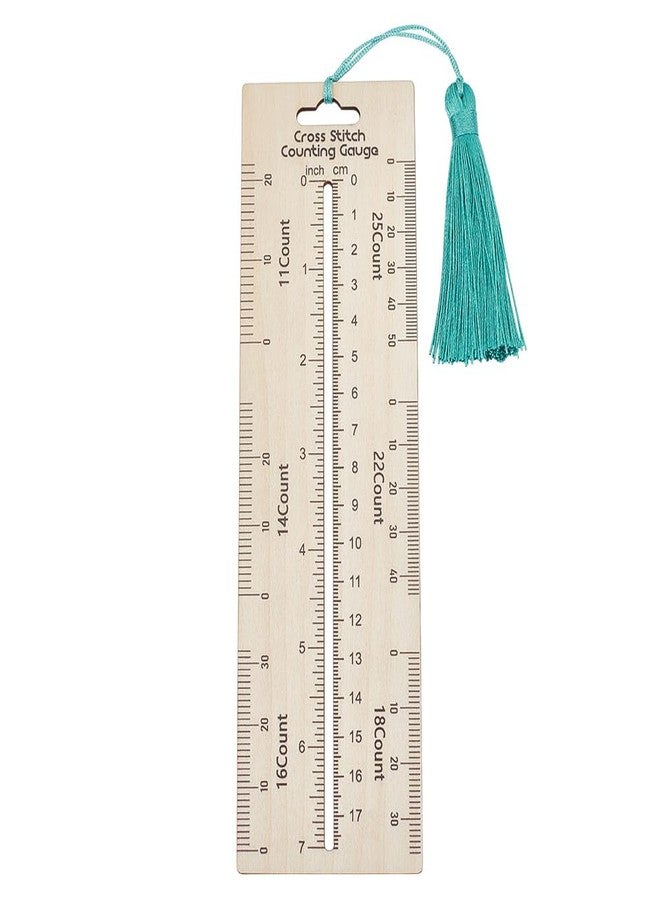 FREEBLOSS Wooden Stitch Counting Gauge Wooden Knitting Measuring Tool Cross Stitch Gauge Ruler Knitting Tool for Counting Stitches Craft, 2.6x8.3'' - Image 1