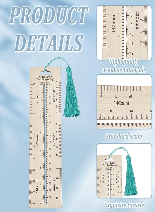 FREEBLOSS Wooden Stitch Counting Gauge Wooden Knitting Measuring Tool Cross Stitch Gauge Ruler Knitting Tool for Counting Stitches Craft, 2.6x8.3'' - Image 3