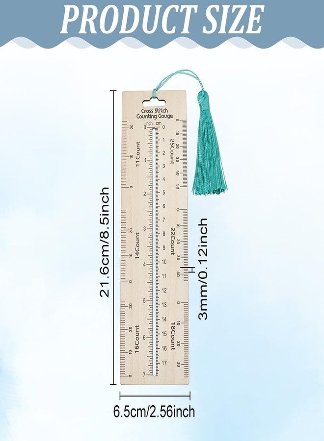 FREEBLOSS Wooden Stitch Counting Gauge Wooden Knitting Measuring Tool Cross Stitch Gauge Ruler Knitting Tool for Counting Stitches Craft, 2.6x8.3'' - Image 2