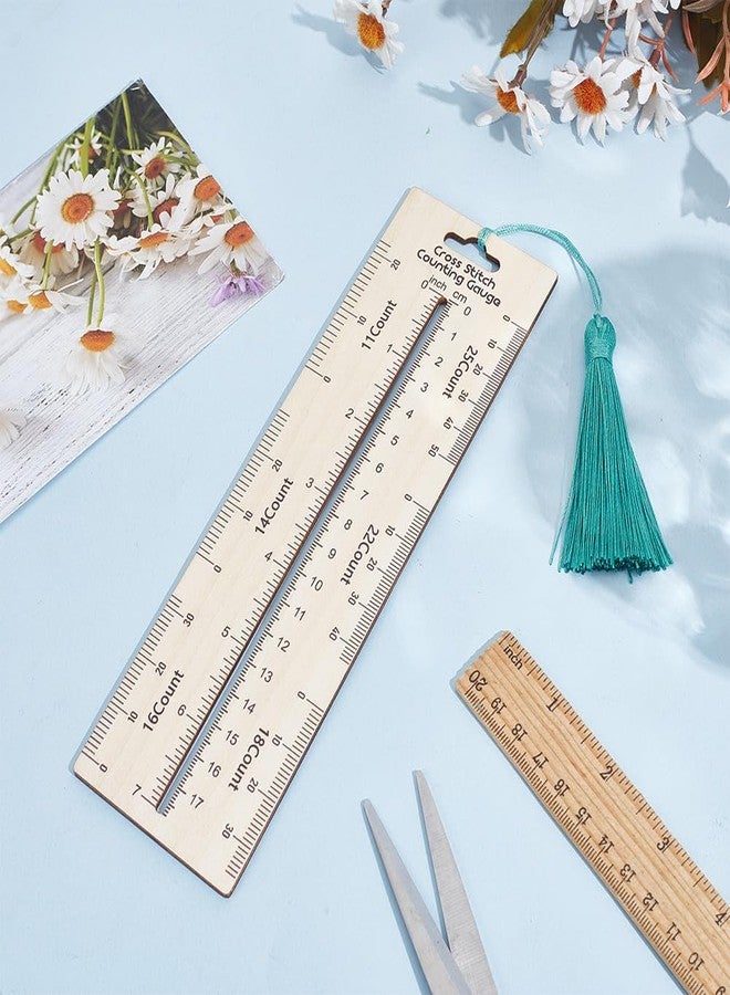 FREEBLOSS Wooden Stitch Counting Gauge Wooden Knitting Measuring Tool Cross Stitch Gauge Ruler Knitting Tool for Counting Stitches Craft, 2.6x8.3'' - Image 5
