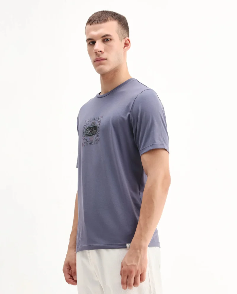 Rare Rabbit Men's Graphic Print Regular Fit T-Shirt