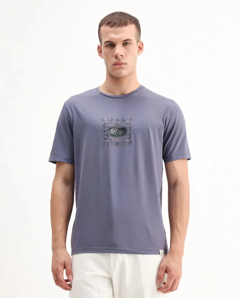 Rare Rabbit Men's Graphic Print Regular Fit T-Shirt