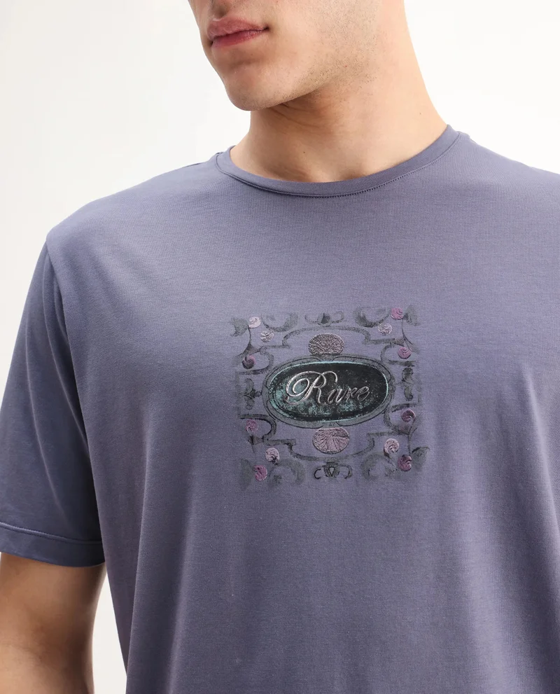 Rare Rabbit Men's Graphic Print Regular Fit T-Shirt