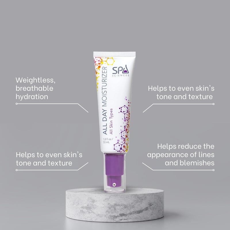 SPA SCIENCES - All Day Moisturizer - Made in the USA - Lightweight, Gentle Moisturizer - With Glucosamine HCL, Seaweed Extract - Hydrating, Revitalizing, Soothing - Vegan - For All Skin Types - 1.8oz - Image 3