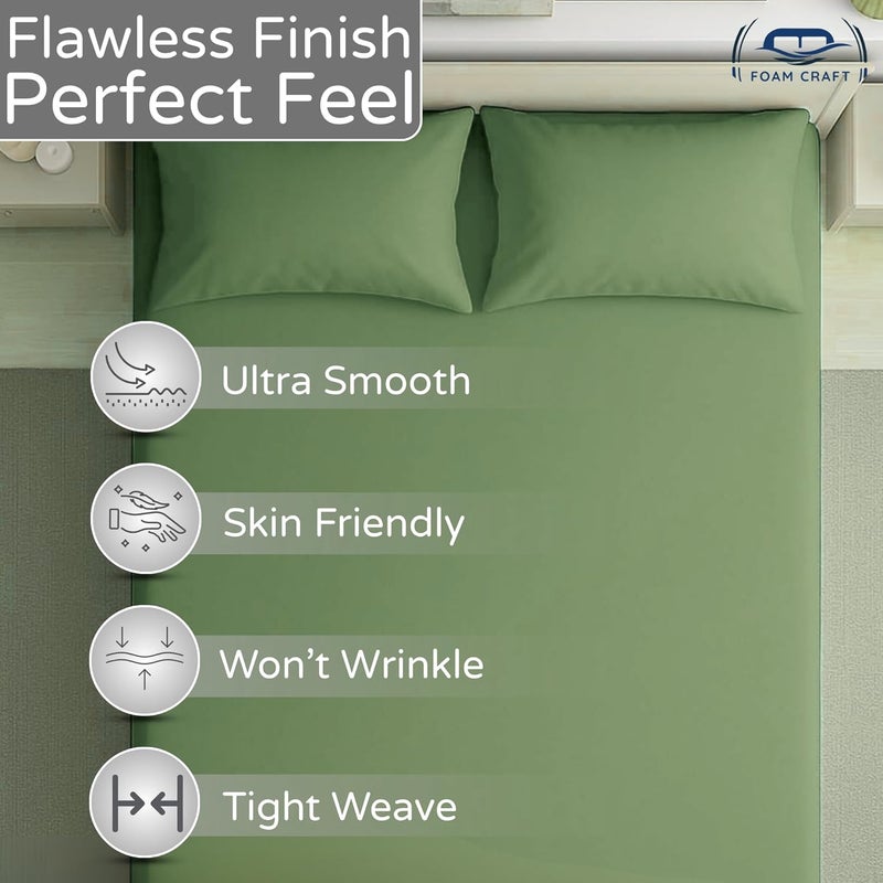 FOAM CRAFT 3 Piece Fitted Sheet Set - Queen Size Fitted Bed Sheet & 2 Pillow Shams in Sage Green - Image 4