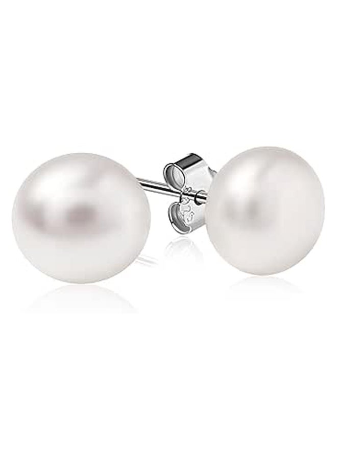 925 Sterling Silver Earrings for Women Elegant Button Pearls Wedding Engagement Anniversary Romantic Gift  - Image 1