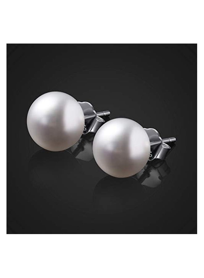 925 Sterling Silver Earrings for Women Elegant Button Pearls Wedding Engagement Anniversary Romantic Gift  - Image 4