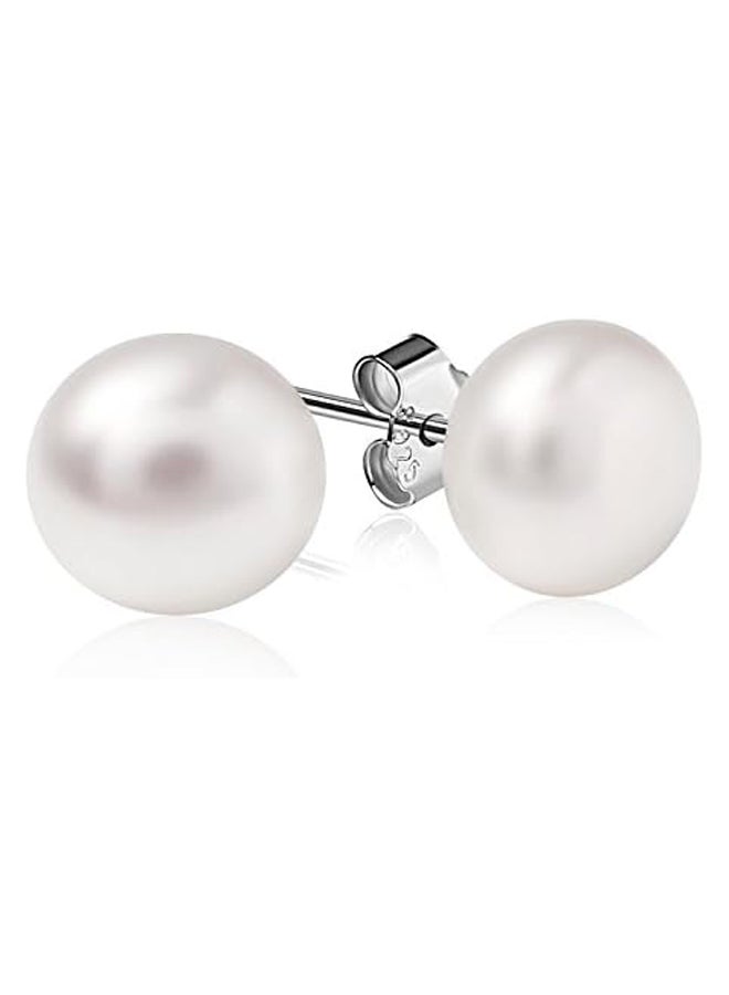 925 Sterling Silver Earrings for Women Elegant Button Pearls Wedding Engagement Anniversary Romantic Gift  - Image 2
