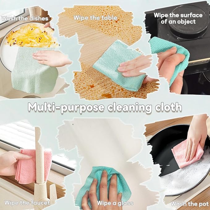 Voroly Microfiber Cleaning Cloth - 20 PCS Reusable Cloth Wipes for Home Kitchen & Office | Strong Absorbent Cleaning Cloth with Dispenser Box - Image 2