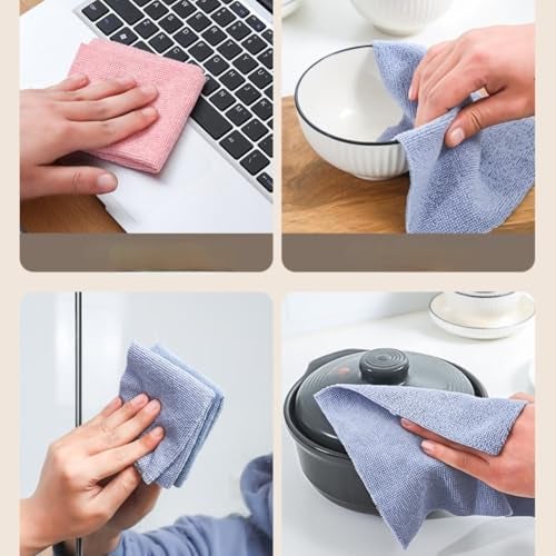 Voroly Microfiber Cleaning Cloth - 20 PCS Reusable Cloth Wipes for Home Kitchen & Office | Strong Absorbent Cleaning Cloth with Dispenser Box - Image 3