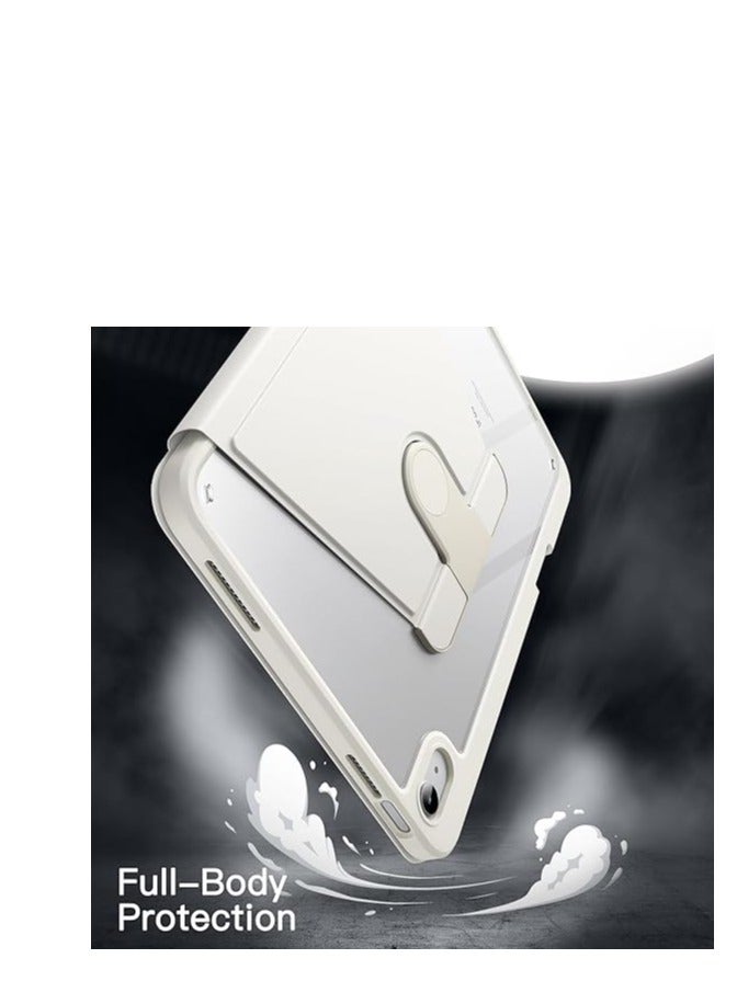 حافظة حماية لجهاز iPad 10th Gen 10.9 2022 / iPad 11th Gen (A16) 10.9 بوصة 2025، حامل قلم مدمج، حامل حماية يدور 360 درجة، ظهر شفاف، (إيقاظ/سكون تلقائي) شفاف/رمادي - Image 2