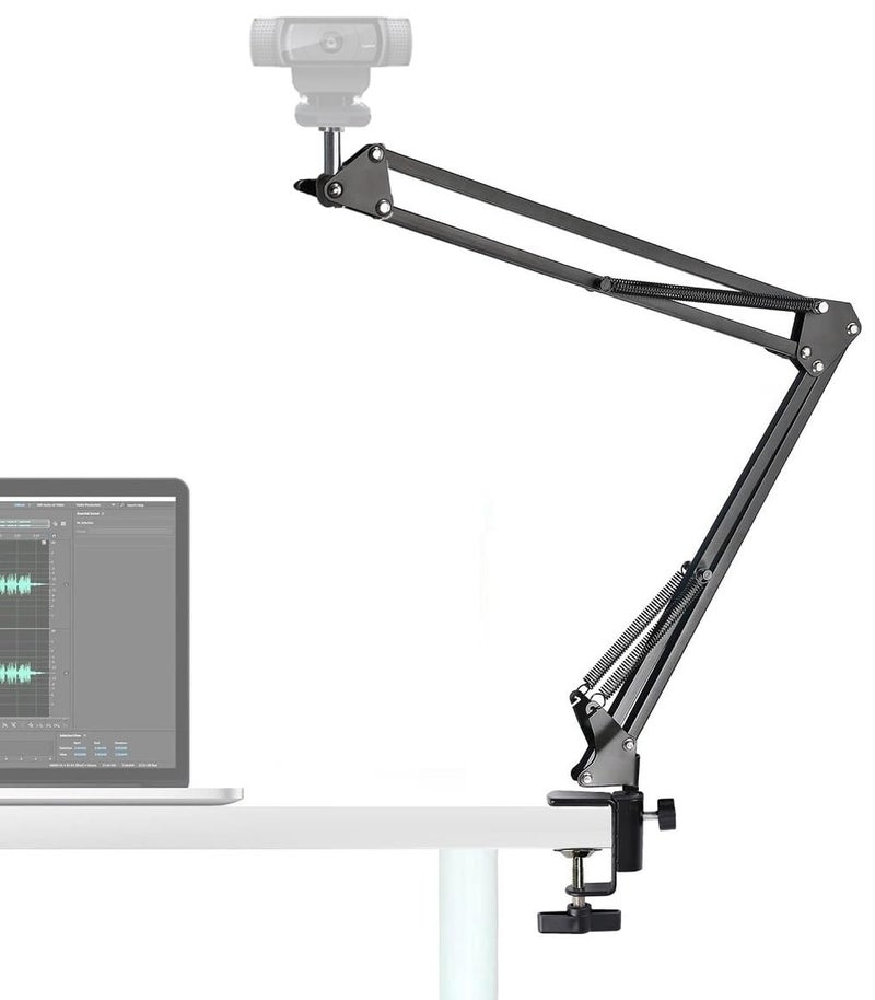 AceTaken Desk Clamp Mount Suspension Boom Scissor Arm Tripod Stand Holder Compatible with Logitech C920 C925e C922 C930 StreamCam C615; Brio 4K,MX brio 4K, Brio 500 webcams - Image 1