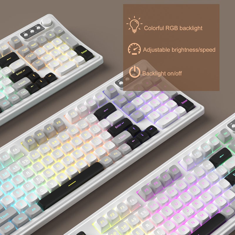 MageGee V990 Creamy Wireless Keyboard and Mouse Combo, 99 Keys RGB Backlit Rechargeable Quiet Gaming Keyboard, Adjustable Optical Mouse, with Number Pad, Keyboards Set for Desktop, Laptop, PC(White) - Image 4