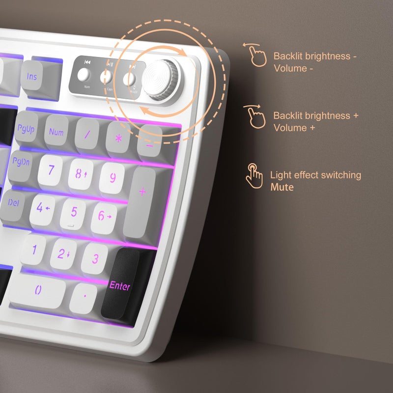 MageGee V990 Creamy Wireless Keyboard and Mouse Combo, 99 Keys RGB Backlit Rechargeable Quiet Gaming Keyboard, Adjustable Optical Mouse, with Number Pad, Keyboards Set for Desktop, Laptop, PC(White) - Image 5