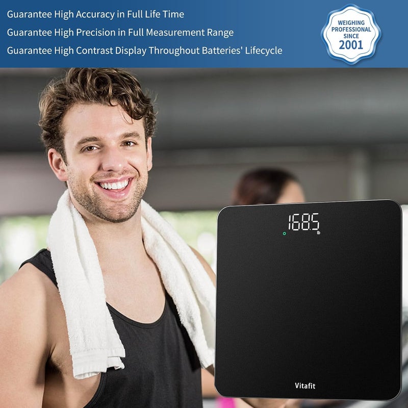 Vitafit Weight Scale, High Accuracy in 0.05kg by Our Professional Scale Factory Since 2001, LED and Step On, 3*AAA Batteries Included, 182kg, Spray Silver Black - Image 2