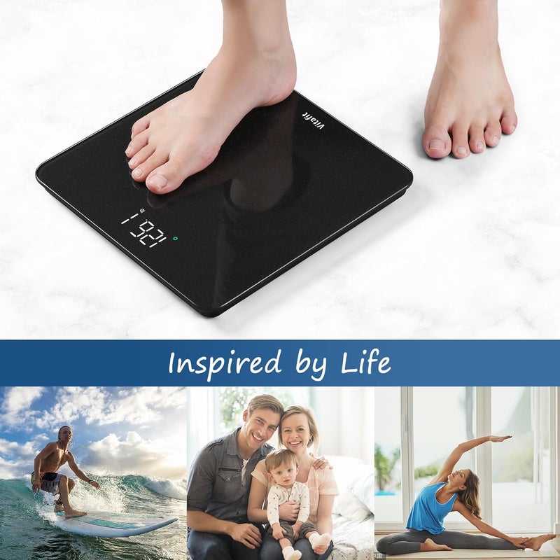 Vitafit Weight Scale, High Accuracy in 0.05kg by Our Professional Scale Factory Since 2001, LED and Step On, 3*AAA Batteries Included, 182kg, Spray Silver Black - Image 5