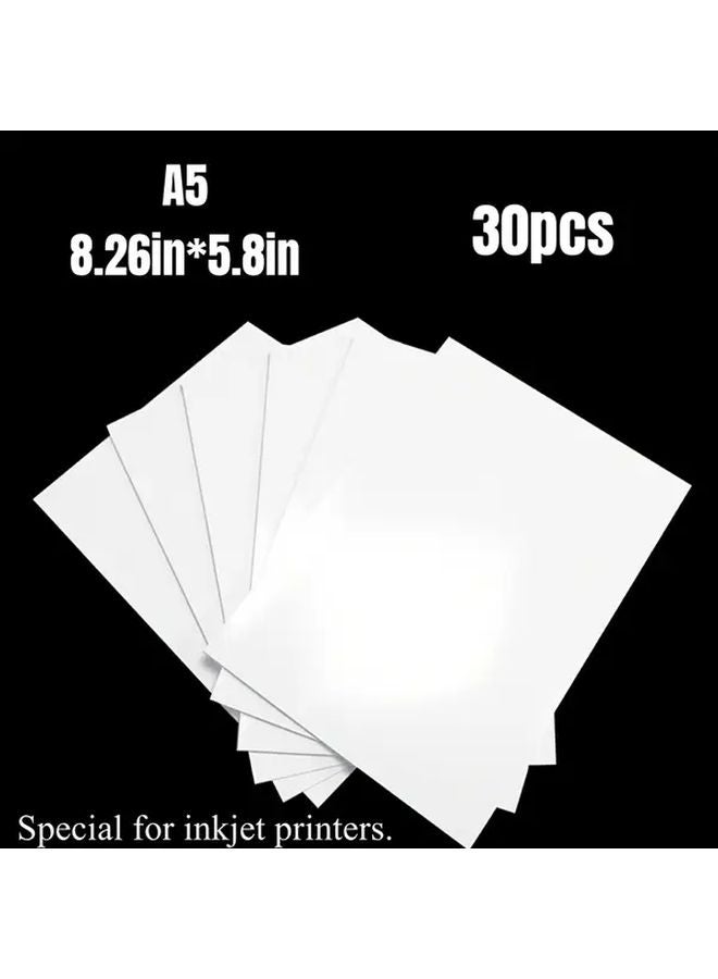 A5 30 قطعة ورق صور لامع من جهة واحدة 230 غرام لطباعة الصور الشخصية والطبيعة وصور الهوية - Image 1