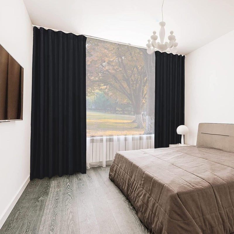 MaKefeile Room Divider Curtains Total Blackout Privacy Curtain Panel Room Thermal Insulated Noise Reduction Curtain for Bedroom Window Living Room Ceiling Track Curtain W 10 ft ? H 7ft Black. - Image 5