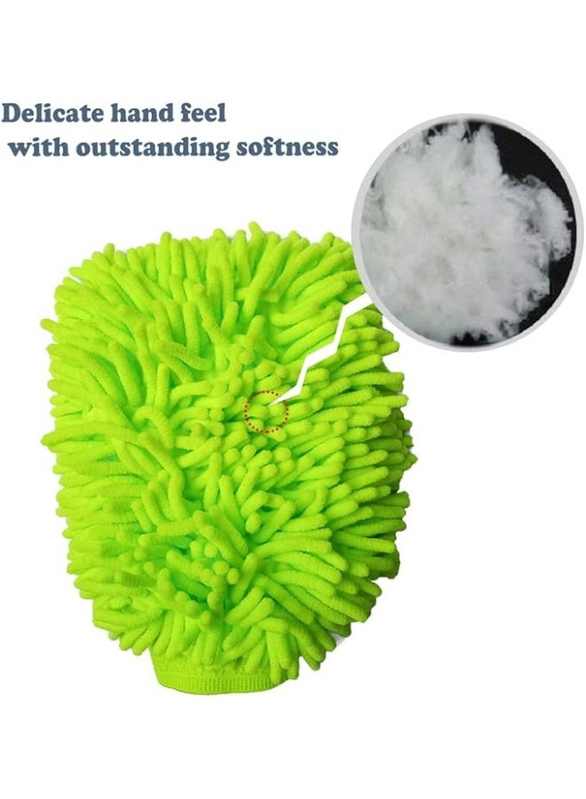 2 Pack Car Wash Mitt Microfiber Chenille Car Wash Mitt Scratch Free for Cars Cleaning,Home Cleaning Mitts(Green/Blue) - Image 4
