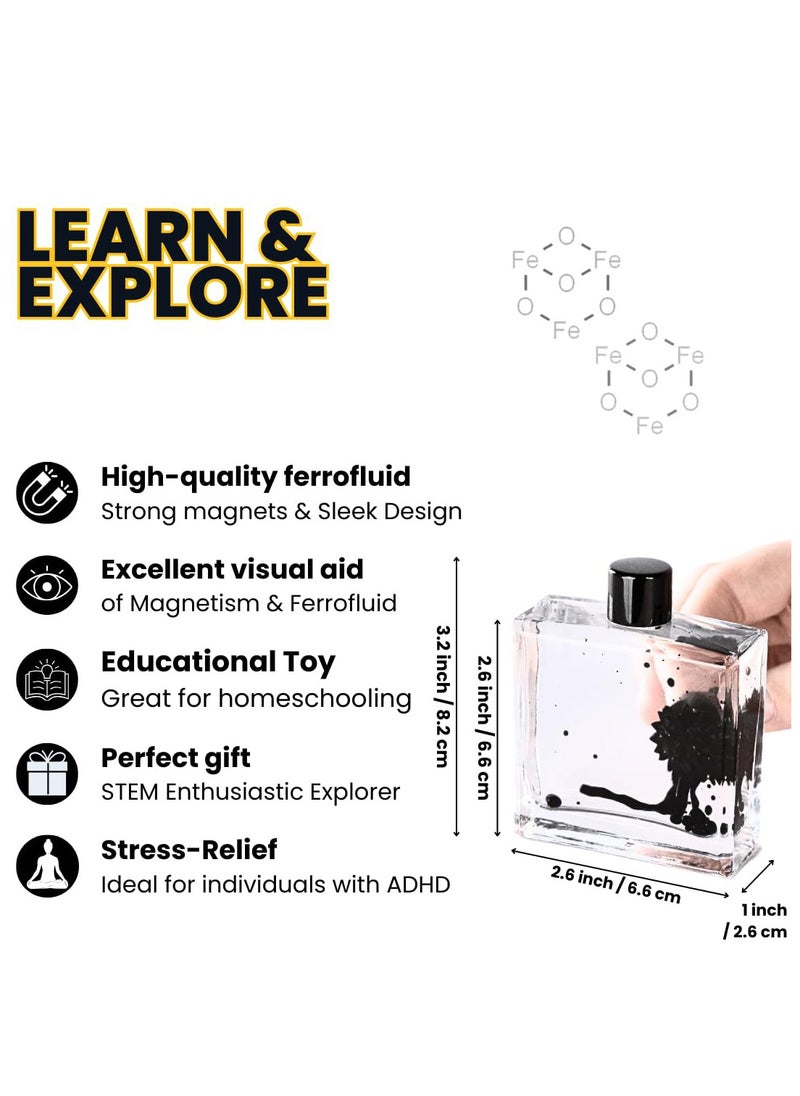 SYOSI - FerroFluid Display Toy Bottle, Filled with Ferro Fluid Liquid Metal, Best STEM Toy with Magnets Ferrofluid Magnetic Display in a Bottle Fidget Interactive Toys Adults, Iron Filings Magnet Science Kit - Image 1