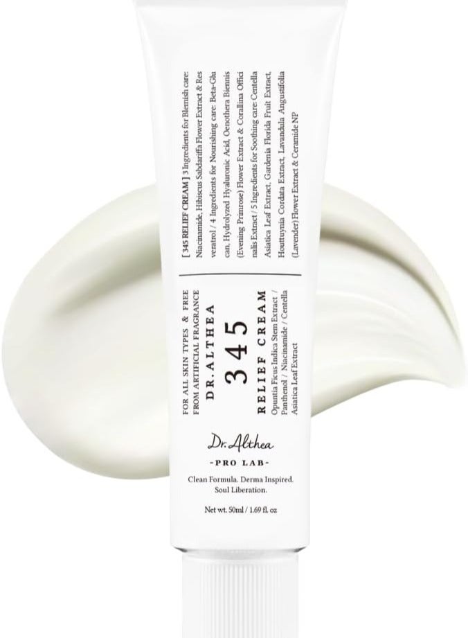Dr.althea Dr.Althea 345 Relief Cream | Daily Face Moisturizer | Blemish Relief Care | Soothing Recovery & Moisture with Niacinamide, Panthenol | Korean Vegan Skincare for All Skin Types | 1.7 Fl Oz (Pack of 1)  - Image 1
