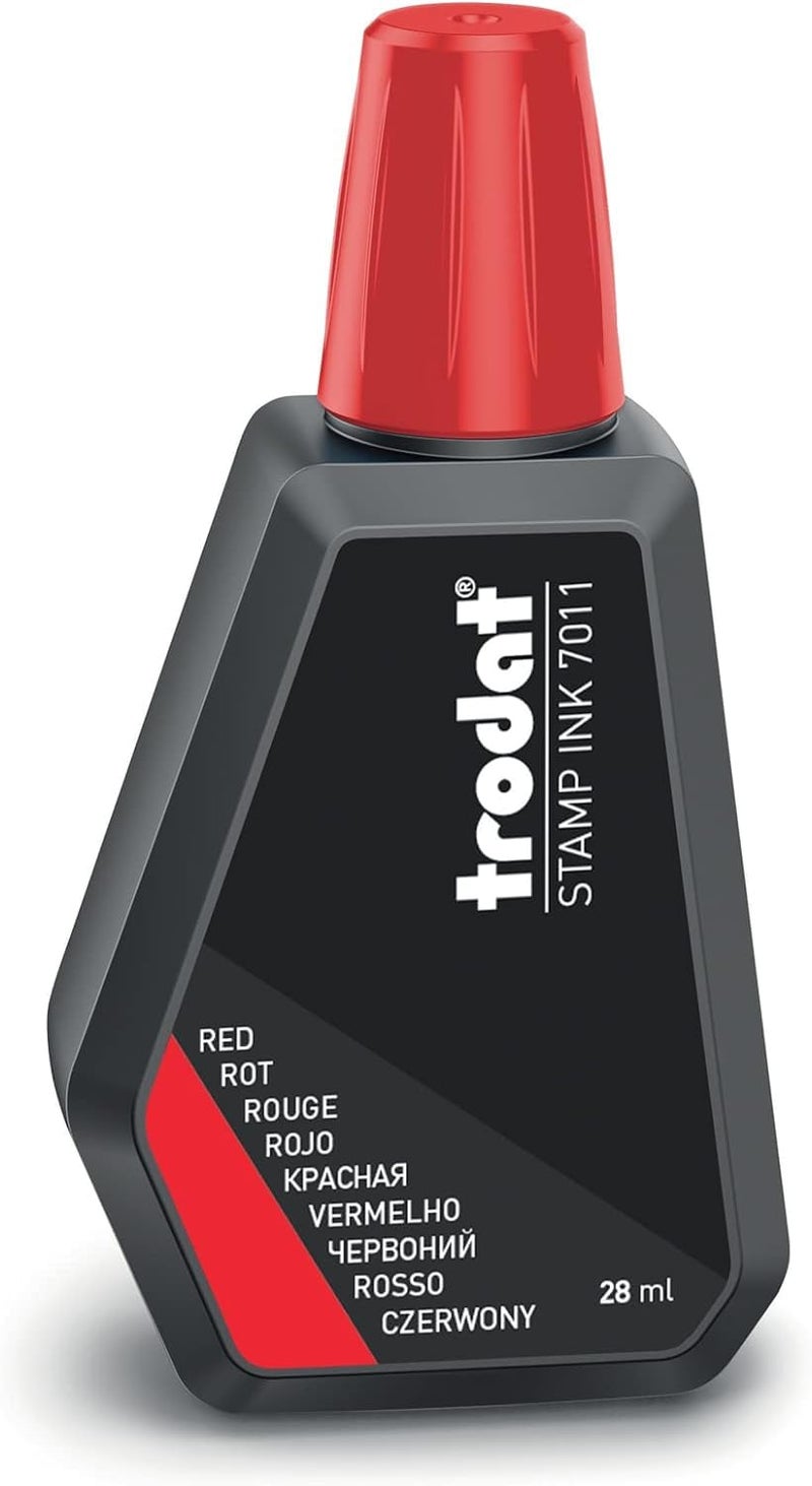 Trodat 7011 Ink, 1oz (28ml) Bottle, Red– for Trodat Stamp Pads 9051, 9052, 9053 and 9054 - Image 1