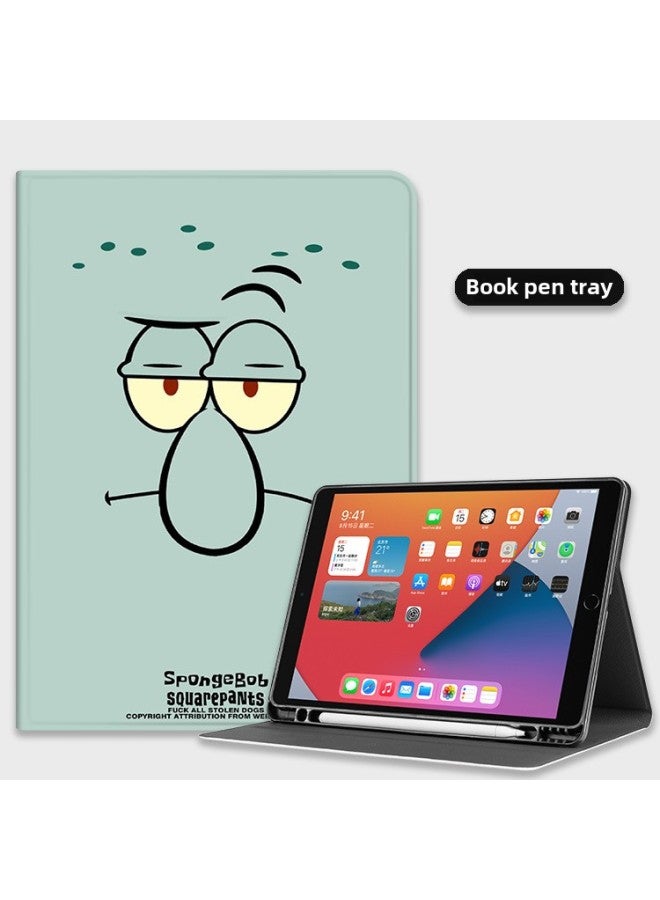 Ipad10 Protective Case Air45 Silicone 11 Inch Ipad10.2 Pen Slot Mini6 Cartoon 3 Soft 12.9 Shell-Color:Squidward (Pen Slot)-Applicable Model:ipad Air4/Air5(10.9 Inches) - Image 1