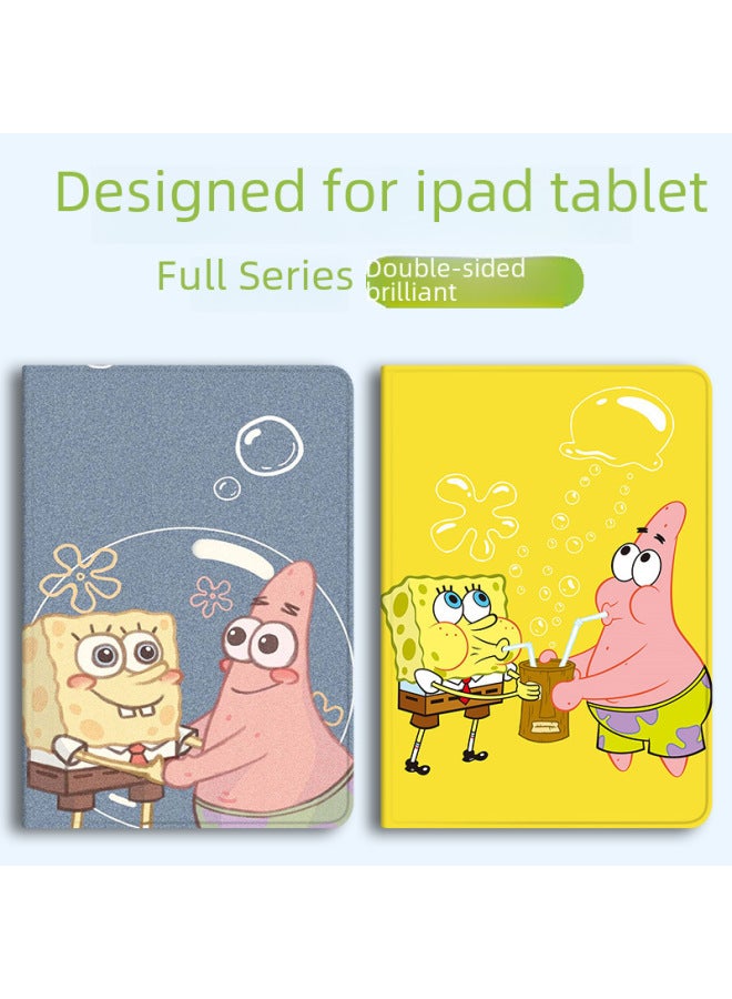 Ipad10 Protective Case Air45 Silicone 11 Inch Ipad10.2 Pen Slot Mini6 Cartoon 3 Soft 12.9 Shell-Color:Squidward (Pen Slot)-Applicable Model:ipad Air4/Air5(10.9 Inches) - Image 2