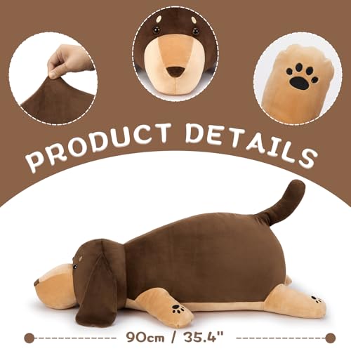 Tezituor Giant Dachshund Plush Pillow 355 Soft Weiner Dog Stuffed Animal Hugging Dog Body Pillow Plushies for Kids Adults Christmas Birthday Gifts - Image 5