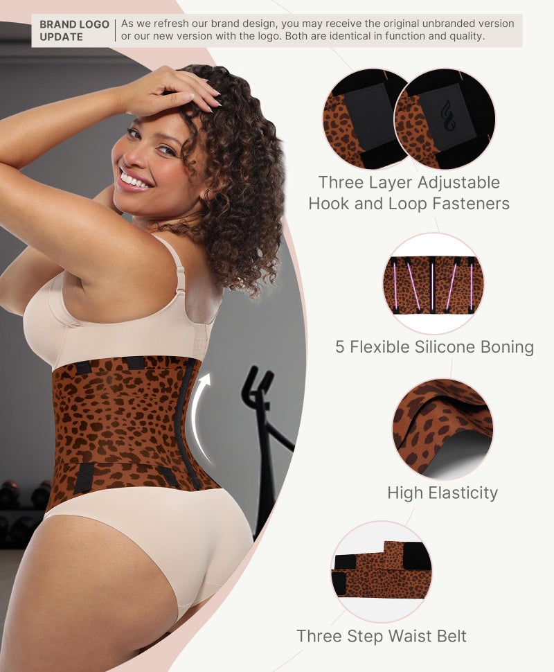 FeelinGirl Workout Waist Cincher Trainer Corset Shaper Tummy Slimmer Plus Size Belly Band for Women Brown S - Image 2