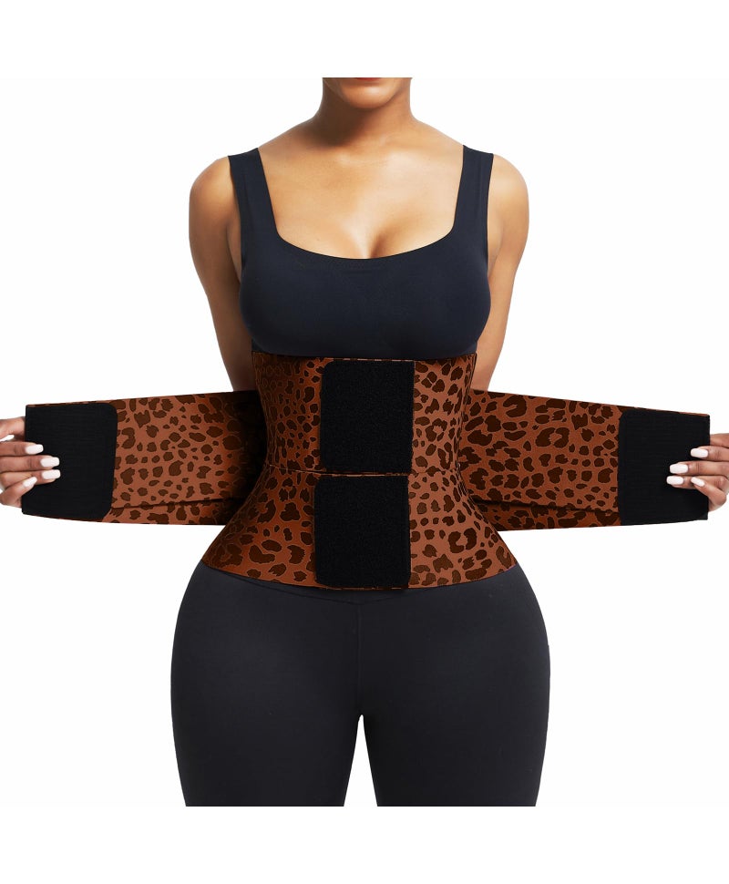FeelinGirl Workout Waist Cincher Trainer Corset Shaper Tummy Slimmer Plus Size Belly Band for Women Brown S - Image 1