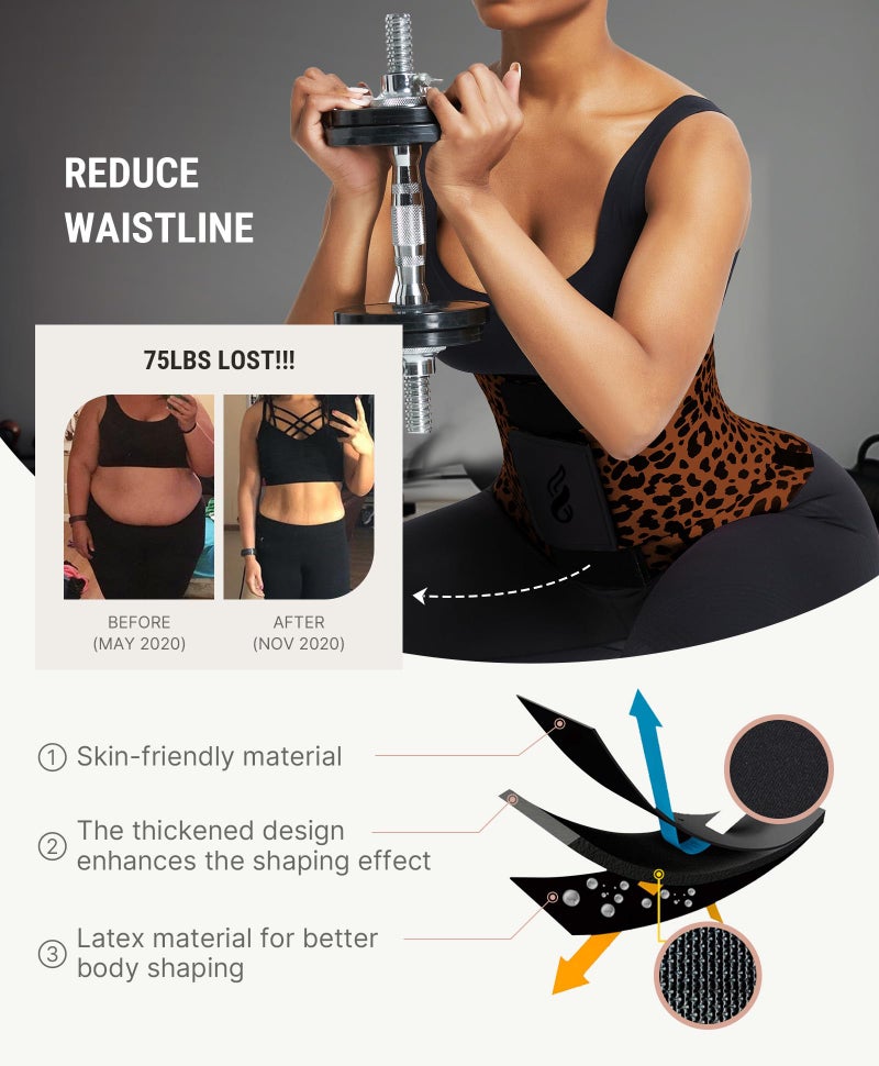 FeelinGirl Workout Waist Cincher Trainer Corset Shaper Tummy Slimmer Plus Size Belly Band for Women Brown S - Image 3